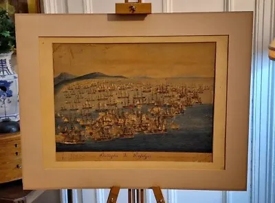 Antique Watercolour Painting Of Battle Of Trafalgar By Giovanni Luzzo • £950
