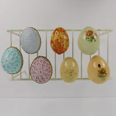 Vtg. Lot Of 7 Hand Painted Ceramic Easter Eggs 2.5” Glossy And Matte Multi-Color • $24.75