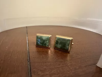 Vintage Dolan Bullock 14K Gold Fill Malachite Cufflinks • $48