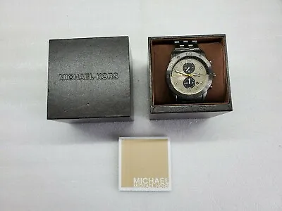 Michael Kors Mercer Chronograph Date Gunmetal St.steel Men's Watch Mk8349 New • $124.95