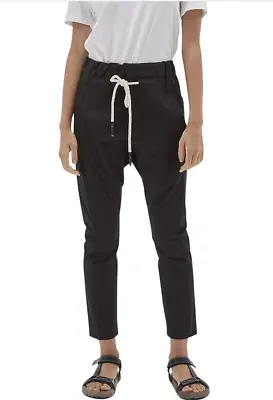 100% Cotton [ BASSIKE ] Black Drop Crotch Trousers Size 0 Or Small Australia • $229.95