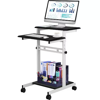 VEVOR Mobile StandingDesk Rolling Laptop Desk Height Adjustable For Home Office • $74.99