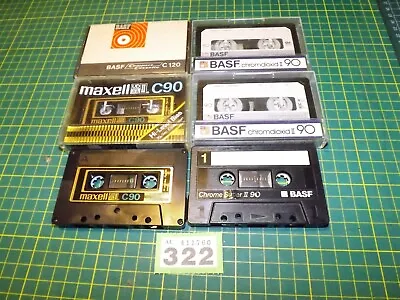 Job Lot Bundle X6 - USED Chrome TYPE II Blank Cassette Tapes - Maxell BASF • £12.95