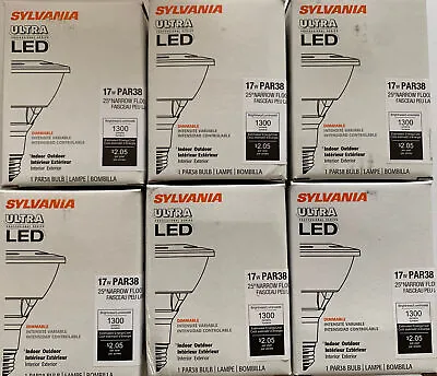 6 Pack Sylvania Ultra LED 17w PAR38 25 1300Lumens In/out Door Light Bulbs • $29.99
