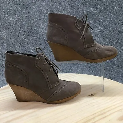 MIA Boots Womens 9 M Pampa Ankle Booties Wedge Lace Up C19529 Brown Leather • $19.99