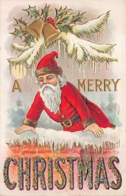 $9.95 • Buy Christmas Holiday Santa Claus & Bells Embossed Postcard 1909
