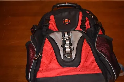 Wenger Swiss Army Backpack Hiking Rugged Travel School Laptop Black/Red • $0.99