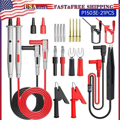 $19.99 • Buy Multimeter Test Lead Kit With Alligator Clip Replaceable Needle Probe US Stock