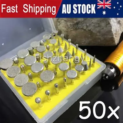 50Pcs Diamond Burr Grinding Head Bit Shank For Dremel Rotary Tool Polishing Kit • $24.41