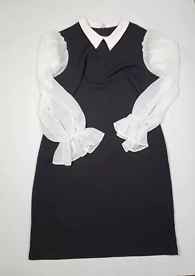 Shelby & Palmer Collared Long Sleeve Black And White Dress Size 16 NWT Goth  • $29.99