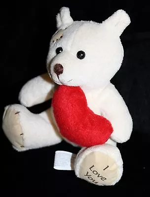 Oriental Trading I Love You Teddy Bear Valentines Day 5  Cream Plush Red Heart • $12