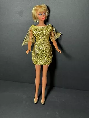 VINTAGE Barbie Doll Maddie Mod GOLD Shiny CLONE MOD Retro DRESS & SHOES • $7.50