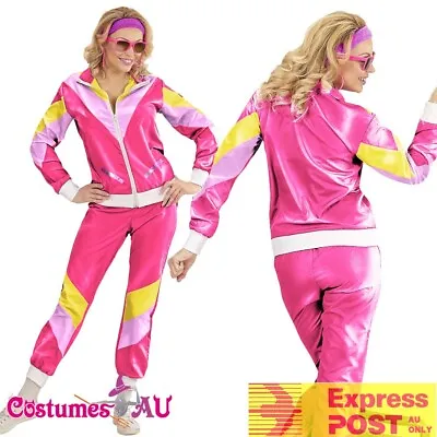 Ladies Pink 80s Height Of Fashion Costume Retro Neon 1980s Shell Suit Tracksuit • $33.24