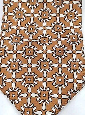 Vera Bradley 100% Silk Necktie Brown Carmel Geometric Floral Men's Tie • $14.99