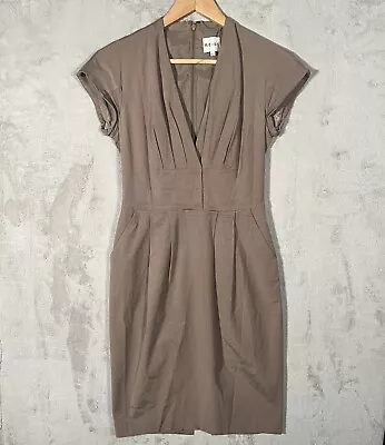 Reiss Dress Womens 6 Sheath Short Sleeve Brown • $38.88