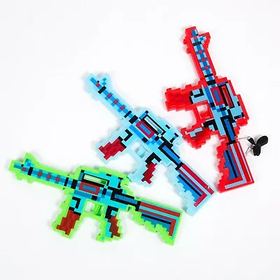 LED Pixel Rifle Guns With Sound Set Of 3 Diamond Pixel LED Light Up Battle Toy • $24.99