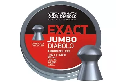 JSB Exact Jumbo .22 / 5.51mm 1.03 Grams Air Rifle Airgun Pellets  - Can Of 500 • £20.99