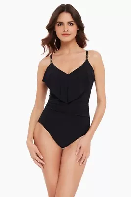 Magicsuit By Miraclesuit Solid Isabel Ruffle One-Piece Swimsuit 6006018 Black 10 • $75