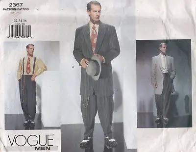 Vogue Sewing Pattern 2367 Zoot Suit Long Jacket Tapered Trousers 32 34 36 Uncut • £19.95