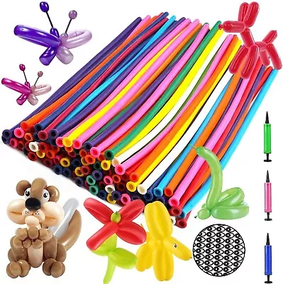 Balloon Animals Kit Twisting Balloons (100Pcs) With Unbreakable Air Pump -260Q . • $13.99