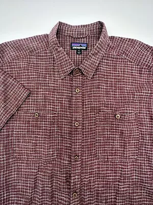 Patagonia Shirt Men's XL Red Plaid Back Step Hemp Cotton Casual Button Up • $23.97