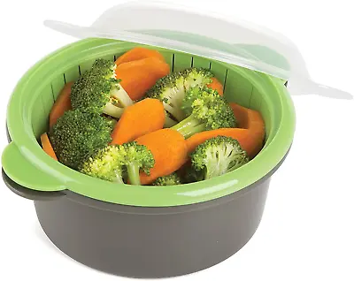 Mini Microwave Steamer Gray Anyone Quickly Easily Steam Fresh Frozen Vegetables • $11.83