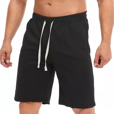 Waist Solid Shorts Pockets Sports Summer Beach Hot Pants Bottoms Mens Elastic • £24.89