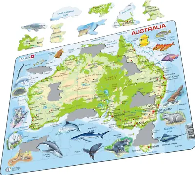 £8.79 • Buy Map Of Australia With Animals- Frame/Board Jigsaw Puzzle 29cm X 37cm (LRS A31)
