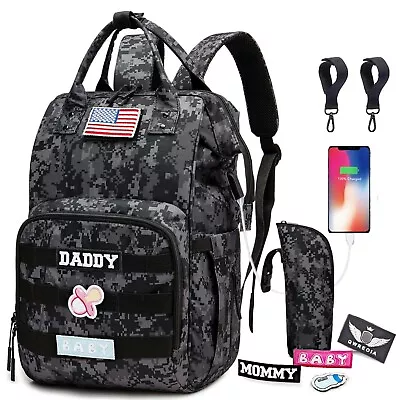 Camo Diaper Bag Backpack For Dad And Mom With USB Charging Port Stroller Stra... • $68.98