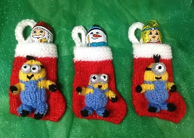 £2.99 • Buy KNITTING PATTERN - Minion Inspired Christmas Stocking Tree Decoration