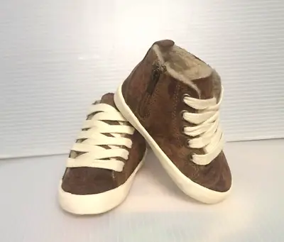 Zara Baby HI-Top Booties/Shoes Brown Suede Sneakers ~ Size EU 18 (US 2.5/3) • $16.88