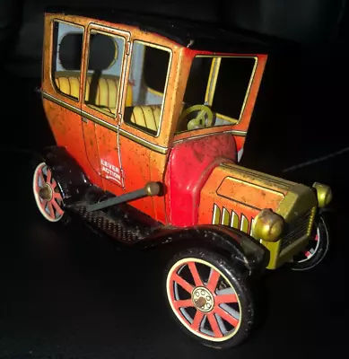 Vintage 1950’s Modern Toys  Lever Action Old Timers Tin Car WORKS  Orange Japan • $12.88