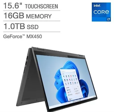 Lenovo Flex 5 15.6  4K 1TB SSD Touchscreen Laptop 11th Gen Intel Core I7-1165G7. • $899