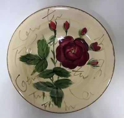 HD DESIGNS Salad Luncheon Plate HDQ14 Cream With Red Roses & Buds Brown Trim • $6.99