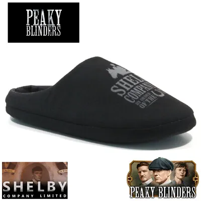 Mens Peaky Blinders Shelby Slippers Novelty Warm Comfort Fleece Winter Mule Size • £11.95