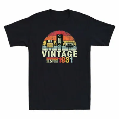 Vintage EST.1981 Funny 41th Birthday Gift Never Forget 80s 90s Men's T-Shirt • $31.89