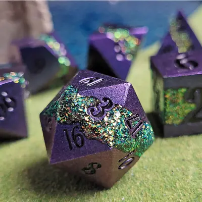 Brilliant Expanse Metal DnD Dice Set | Dungeons And Dragons | 7 Dice RPG • $54.95