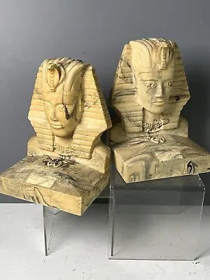 Vintage  Pair Egyptian MASONIC Pharaoh King Tut Bookends Resin 1984 Potentate !! • $55.99