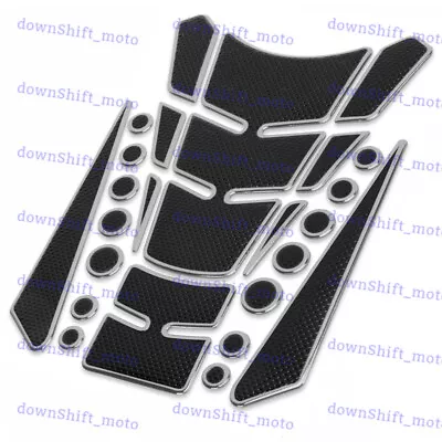 3D Carbon Fiber Motorcycle Oil Gas Fuel Tank Protector Fit Gel Pad Sticker Decal • $8.93