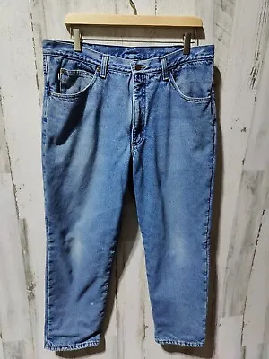 VTG L.L. Bean Double L Flannel Lined Jeans Men's Read Size Faded Blue   • $18