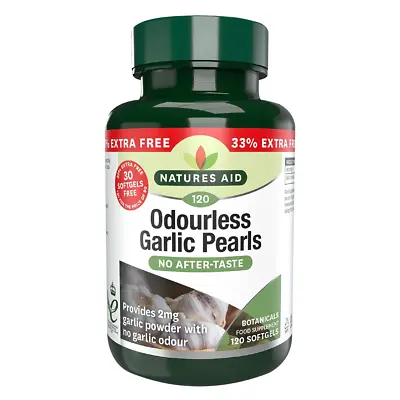 Natures Aid Odourless Garlic Pearls 120 Softgel Capsules • £6.99