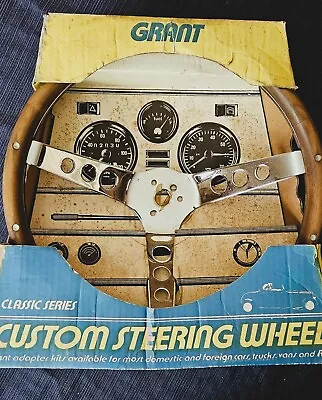 Vintage NOS Grant 13 1/2 Inch Wood Steering Wheel In ORIGINAL Package • $400