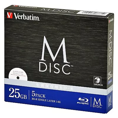 Verbatim M-DISC BD-R For 1-time Recording 1-6x Speed 25GB 5 Discs • $40.79