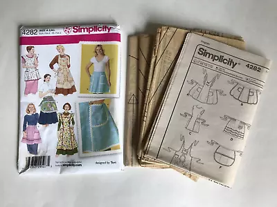 Simplicity 4282 Retro Style Aprons Sewing Pattern Misses Size A (S M L) Uncut • $8.98