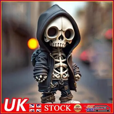 Resin Skull Dolls Statue Desktop Ornament Skeleton Man Figurines For Home Office • £8.99