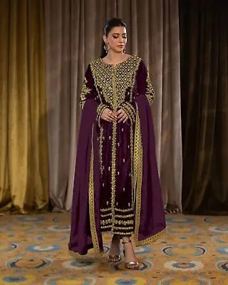Heavy Velvet Dress Salwar Kameez Dress Weding Wear Pakistani Indian Party Wear • £58.95