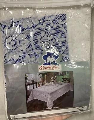 Vintage Quaker Floral Lace Tablecloth “Gloria” White Oblong 60 X 84 (6 People) • $30