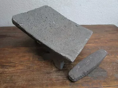 Antique Metate #55-Grinder-Rustic-Complete-Old Mexican--Primitive-12x16x9.5 • $269.97