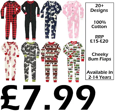 Boys Girls Onezee All In One Snug Fit Pyjamas Cotton Sleepsuit 2-14 Years New • £7.99