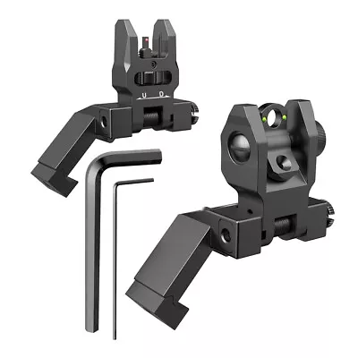 Tactical Fiber Optics Aluminum Sights 45 Degree Offset Flip-up Front And Rear • $15.29